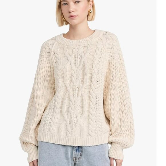 NWT Free People Frankie Cable Sweater Ivory Size Large (L)